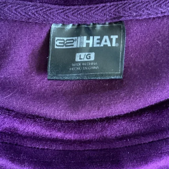 32 Degrees Velour Long Sleeve in Deep Purple - Picture 2 of 3